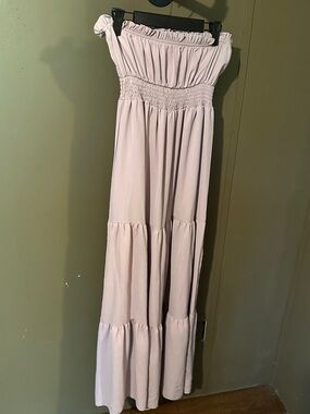 Smocked Strapless Maxi Dress in Light Mauve